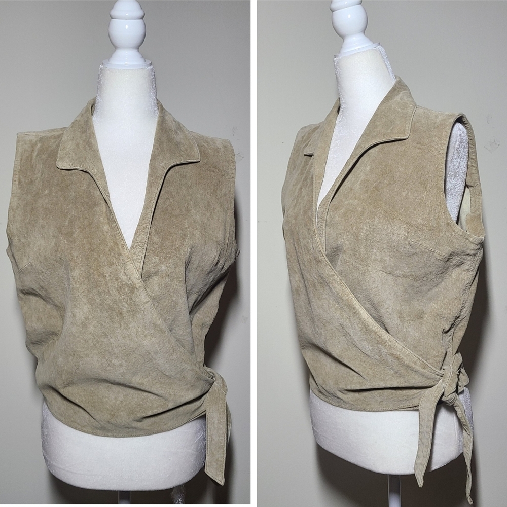 Brandom Thomas|Vintage Leather Wrap Tie Vest Top, MEDIUM